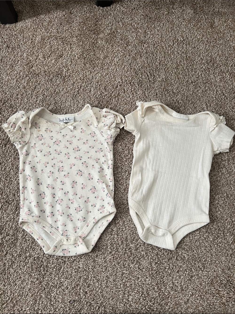 6M Onesies Floral & Cream Short-Sleeve